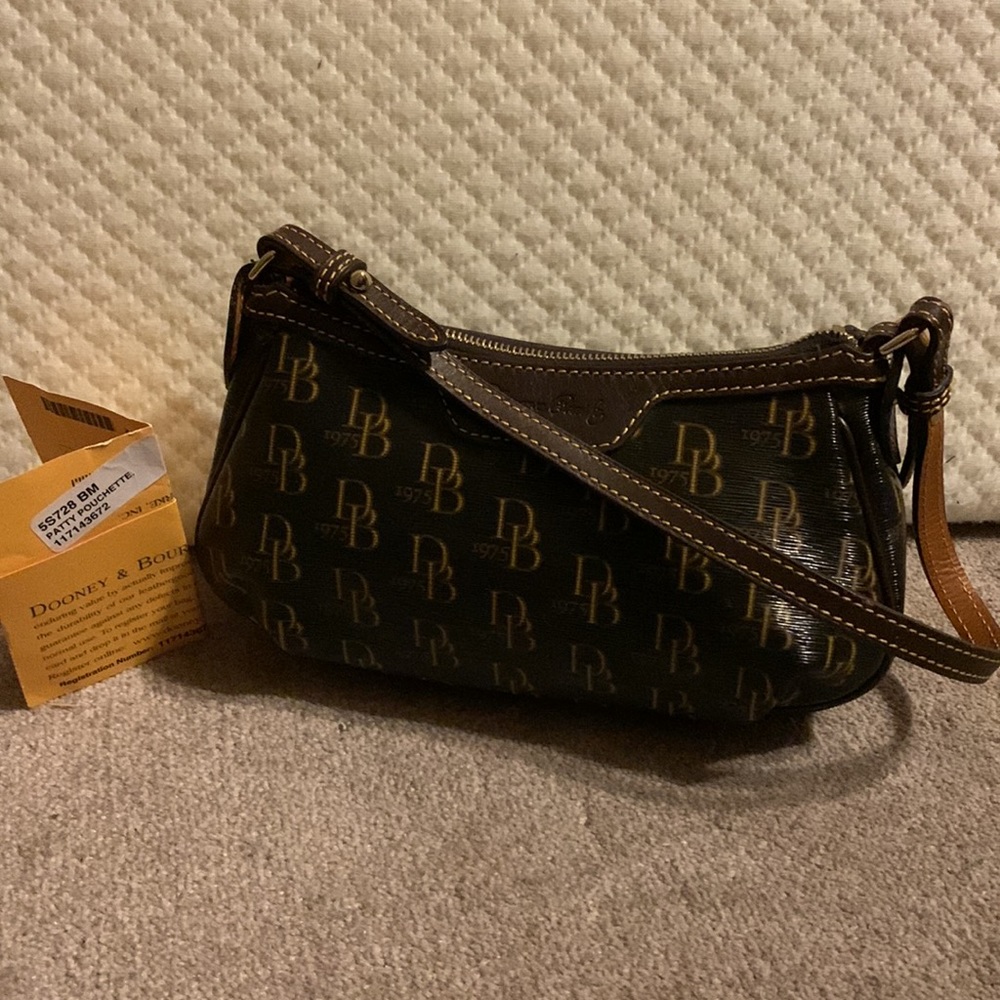 Dooney & Bourke Patty Pouchette Brown T’Moro Signature 1975 Anniversary DB